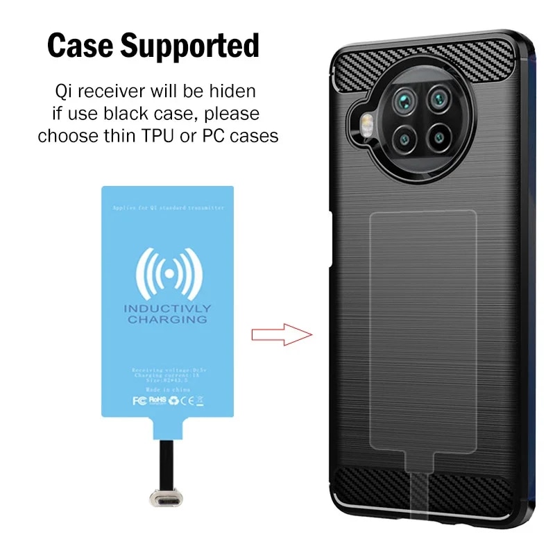 Qi Wireless Charging Set for Samsung Galaxy A52s A52 A72 A12 A22 A32 A42 5G Wireless Charger Pad+USB Type-C Receiver+Phone Case. 