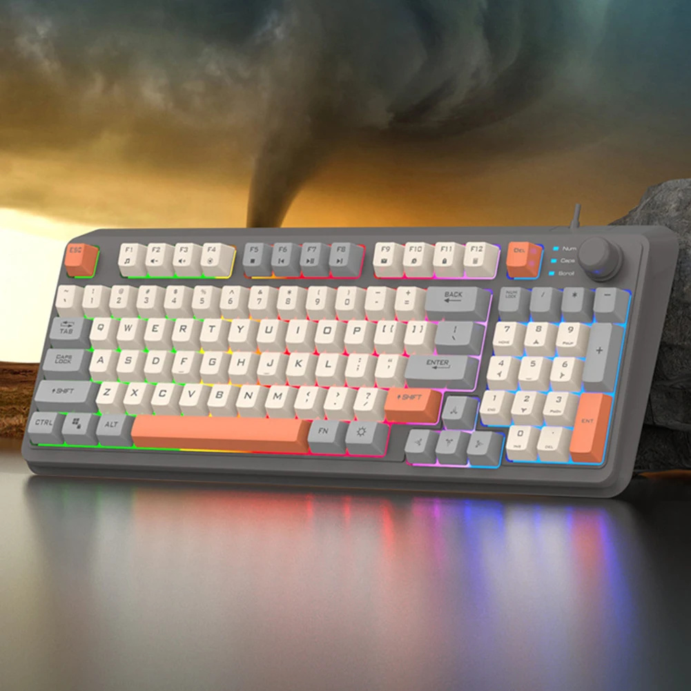 K82 Gaming Keyboard 94 Keys Portable Wired Office Keyboard With Colorful RGB Backlight Mechanical Ultra Silence Keyboard Comfortable Typing Experience For Laptop PC Computer. 