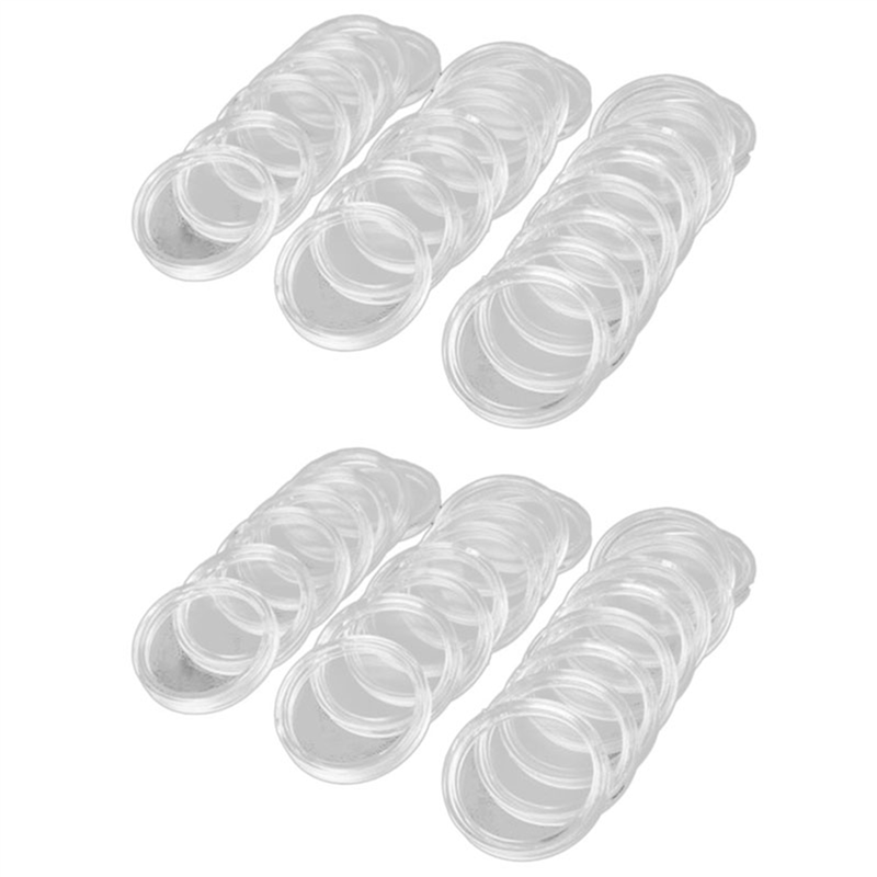XHHDQES 200Pcs 21mm Round Clear Plastic Coin Holder Capsules Box Storage Clear Round Display Cases Coin Holders