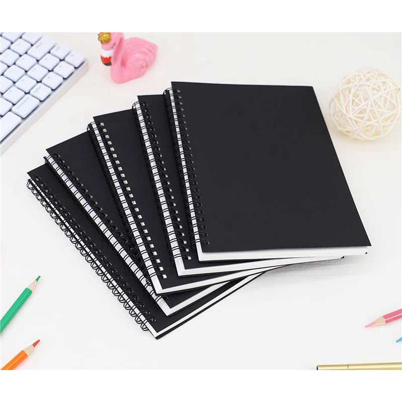 15Pcs A5 Black Spiral Notebook Blank Sketchbook Unruled Journal Pack Thick Blank Paper 50 Sheet 100 Unlined Pages. 
