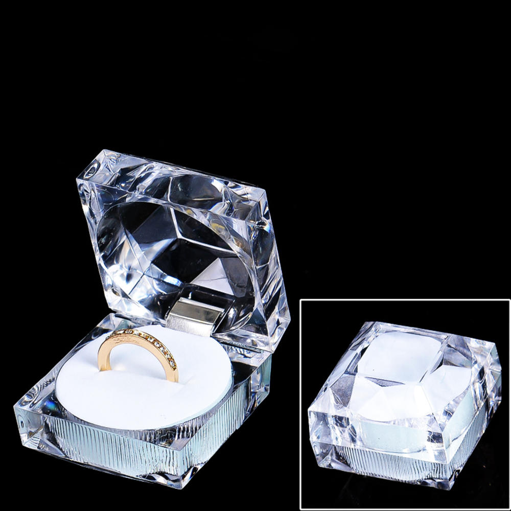 Box Gift Box Transparent Box Ring Box Cube Four-corner Acrylic Flower. 