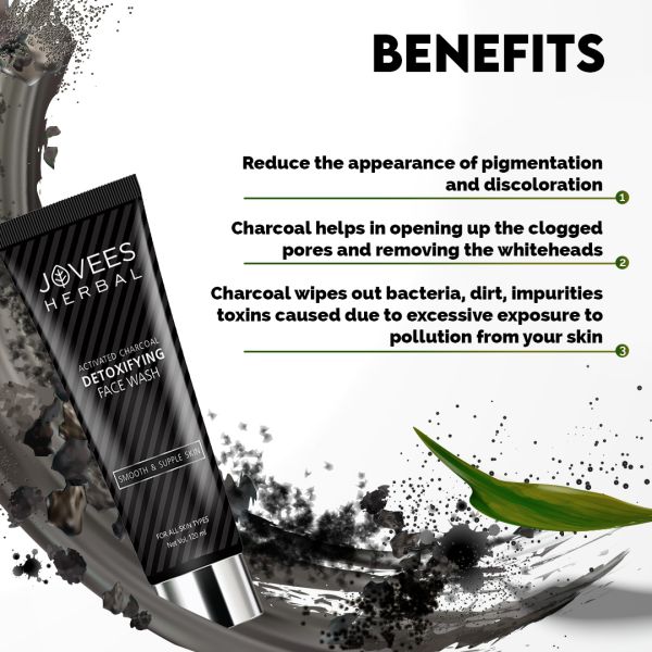 Jovees Activated Charcoal Detoxifying Face Wash | Deep Pore Cleansing Remove dirt and excess oil from unclogged pores.. 