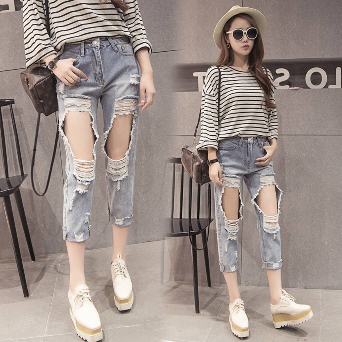 New Style Ladies Big Ripped Jeans 