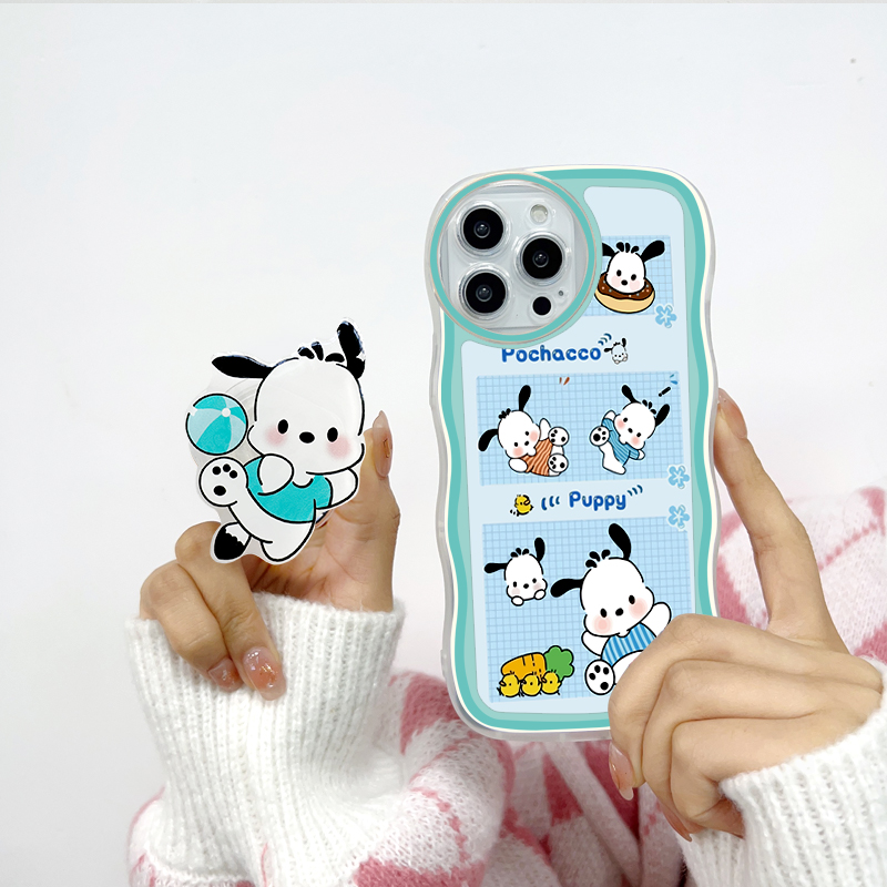 Jizetin for Huawei P20 Pro Back Cover + Free Pop Socket Happy Pochacco Soft Wavy Shape TPU Phone Case For Girls Boys. 