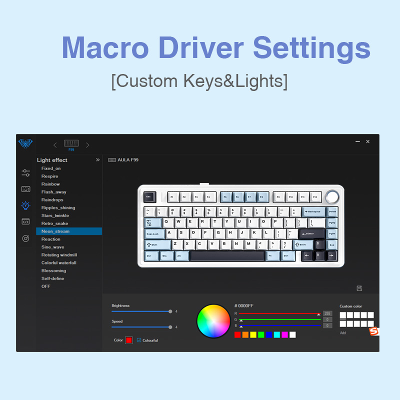 AULA F75 2.4G Wireless/Bluetooth/Wired Gaming Mechanical Keyboard RGB Customized 75% Layout OEM Profile Gasket Structure. 