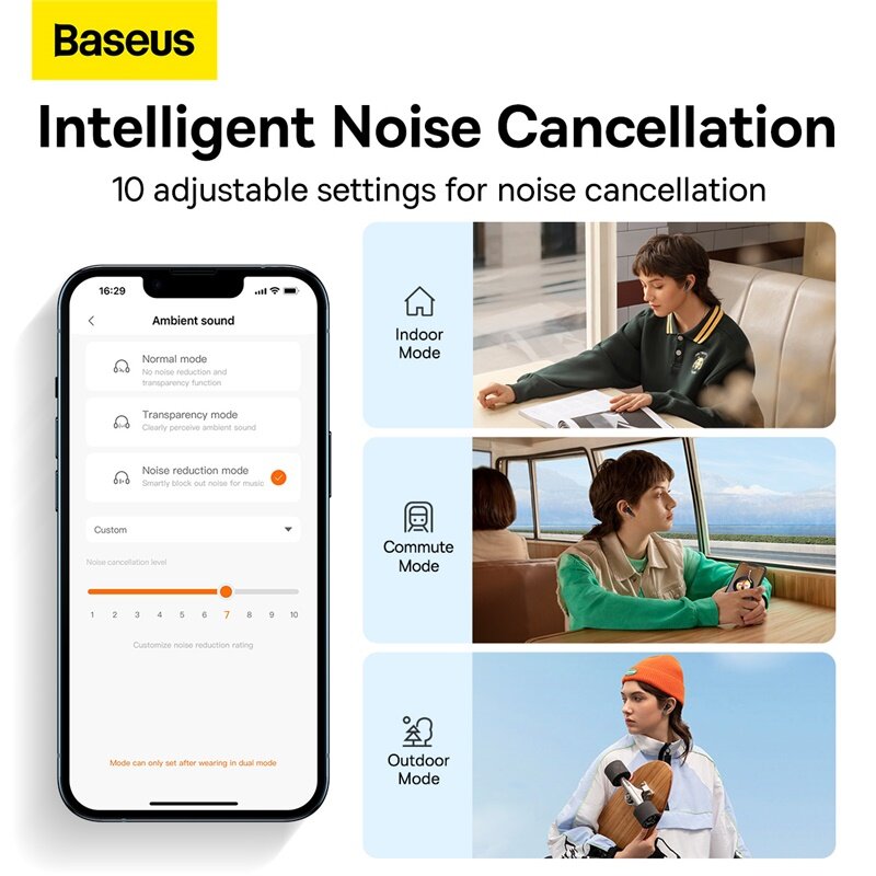 Baseus Bowie M2 Wireless Hybrid Active Noise Cancellation Bluetooth Earphone Ultra Low-Latency Wireless Earbuds With 4 ENC Mics. 