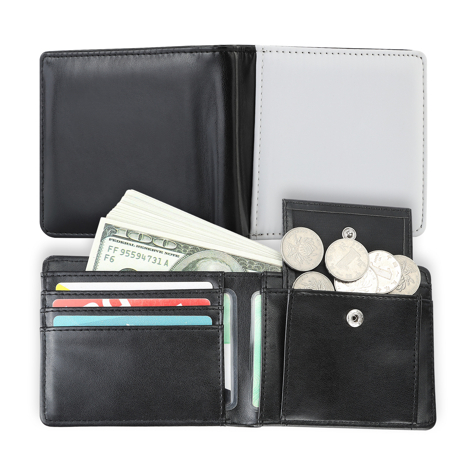 Factory direct heat transfer sublimation blank men's wallet with coin pouch sublimation blank product series