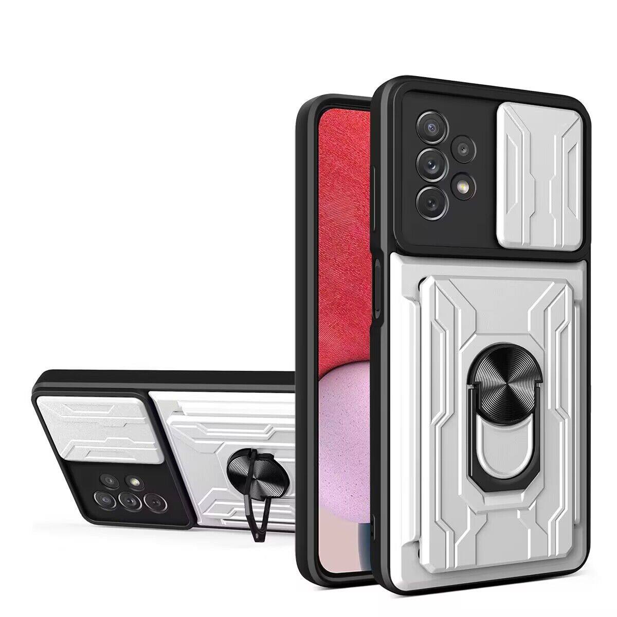 xprmy for Samsung Galaxy A32 5G Case Card Bag Sliding Window Camera Protection Magnetic Ring Kickstand Shockproof Phone Cover