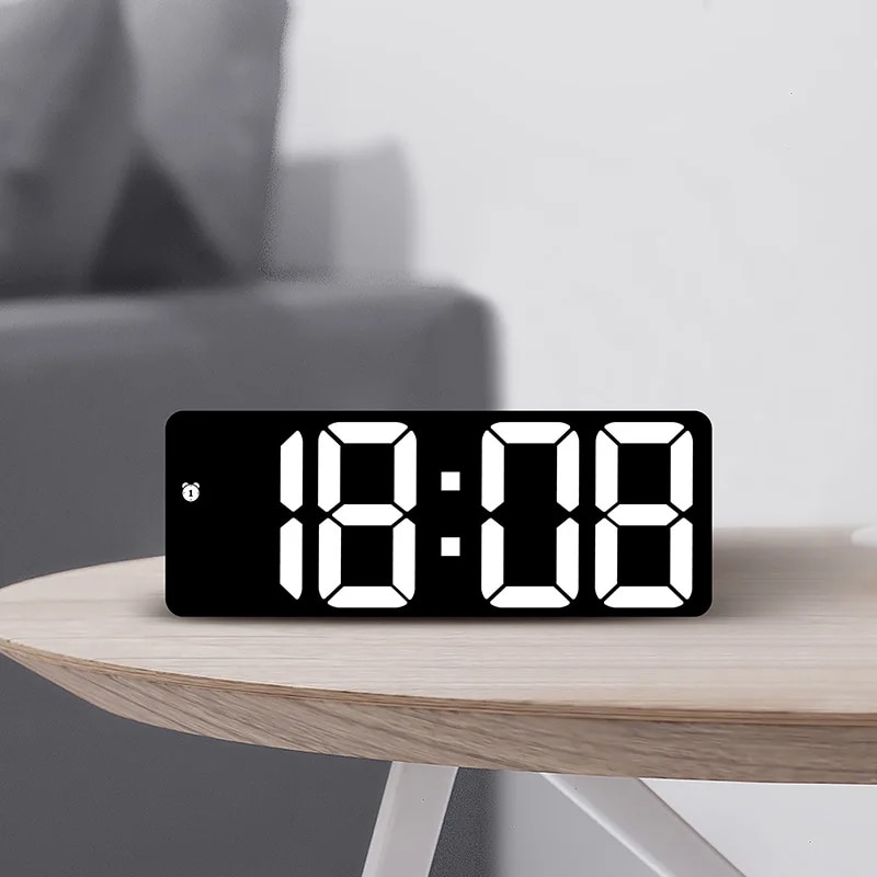 Modern Simplicity LED Digital Wall Clock Temperature Display Brightness Alarms Clock Wall Clock for House Home Office Decoration. 