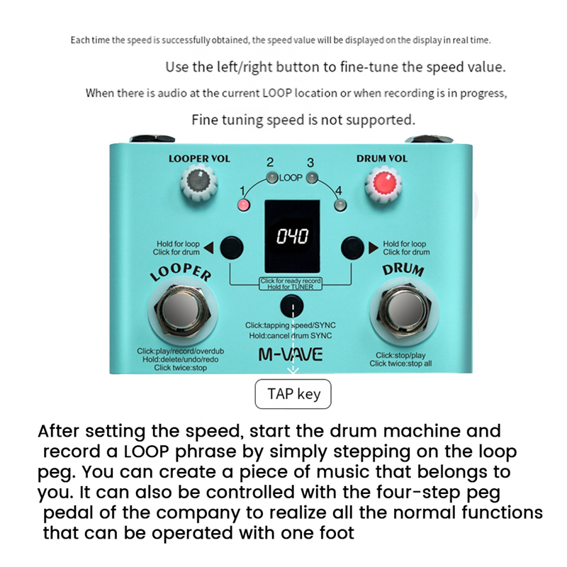 Guitar Effect Pedal Drum Looper Mini 2-In-1 Machine LOST TEMPO Effector Double Foot Switch Looper Pedal Easy to Use. 