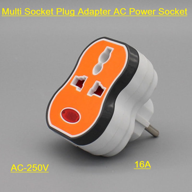 2 Pin Multi Socket converter 2 in 3/2 Plug with light indicator Travel Adapter 1 pcs. 