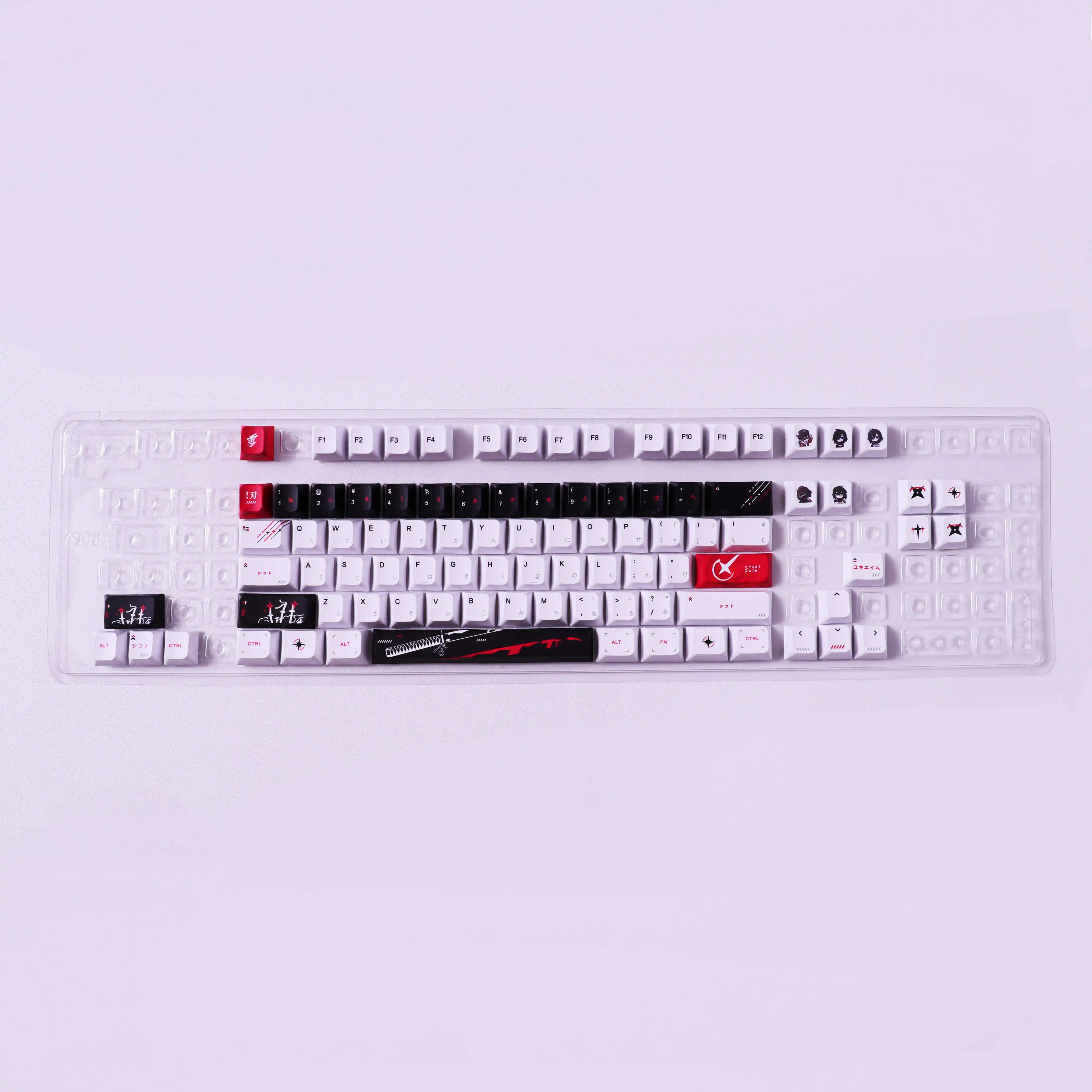 Yuki Aim Keycaps Set PBT Five-Sided Sublimation Anime Keyboard Caps Custom Cherry Profile Keycaps for Mechanical Keyboard Gift. 