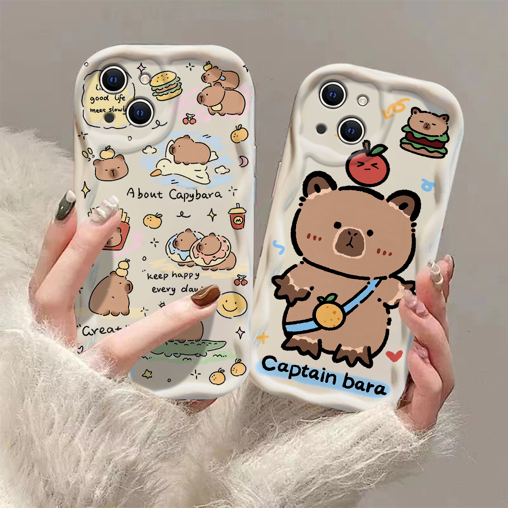 Funny Cartoon capybara 3D Wave Case For Xiaomi Redmi 13C 12 12C 10 10C 9 9C A1 A2 K50 K40 Note 13 12 11 10 Pro Plus 4G 5G Cover. 