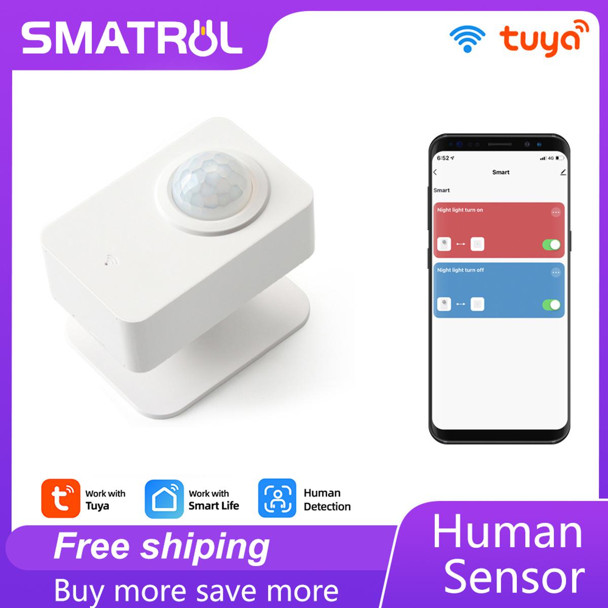 SMATRUL - Tuya WiFi PIR Motion Sensor - Wireless Human Body Movement Infrared Detector