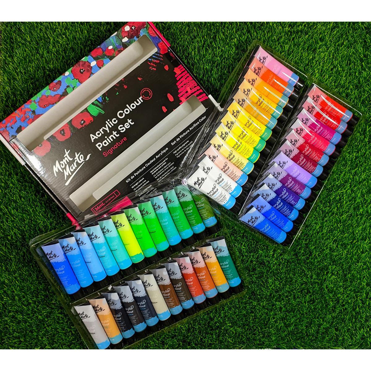 mont marte acrylic paint set 48 colours 36ml