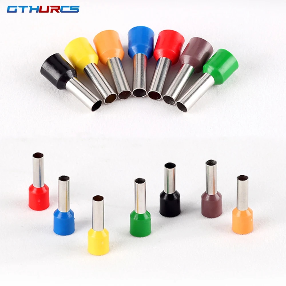 1000pcs E0508 E7508 E1008 E1508 E2508 Insulated Ferrules Terminal Block Cord End Wire Connector Electrical Crimp Terminator. 