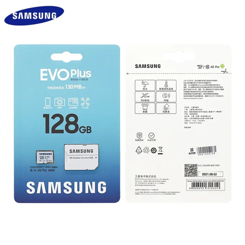 SAMSUNG EVO Plus Micro SD Card 128GB 256GB 512GB A2 V30 U3 Transfer 130MB/s Memory Card C10 U1 TF Card 64GB V10 A1 Memory Card. 