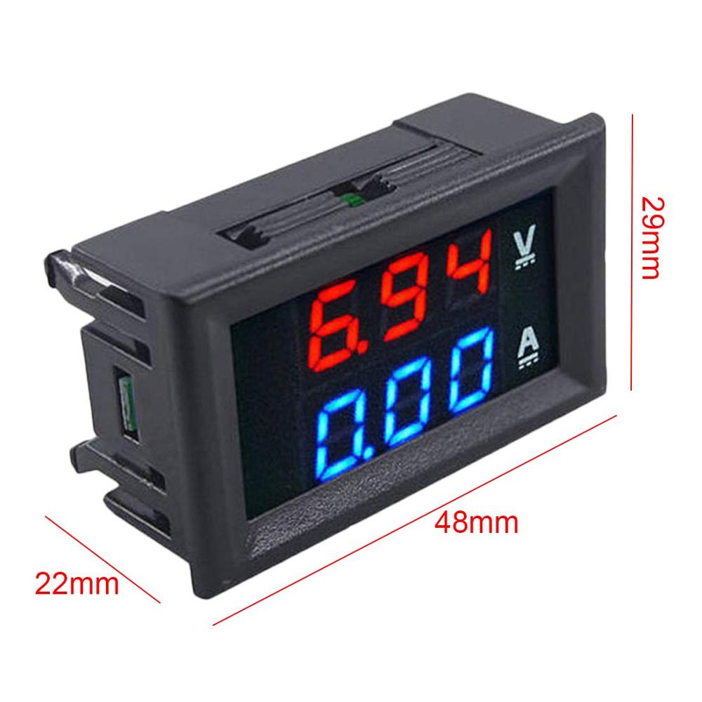 DC VOLT AND AMP METER DC 100V 10A Digital Voltmeter Ammeter 0.28" Blue + Red LED Amp Dual Digital Volt Meter Gauge