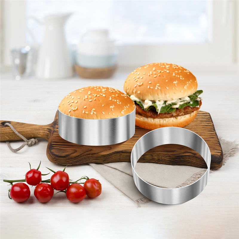 6 Pcs Hamburger Bun Rings,Burger Mold,4 Inch Large Ring Molds for Cooking, for Fried Eggs,Crumpets,Pancakes. 