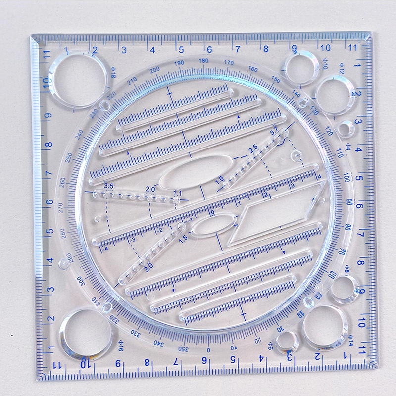 Multifunctional Universal Ruler Rotatable Drawing Template Art Design Geometry Ruler Drafting Measuring Tools Stationery Gifts. 