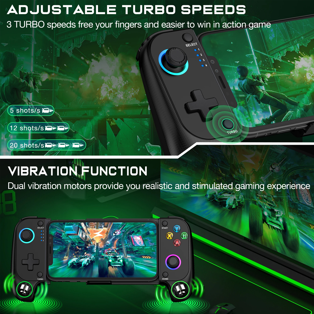 Saitake 7007F RGB Wireless Bluetooth Connection For Cloud Gaming Switch/Android/iOS Mobile Phone Hall effect Gamepad. 