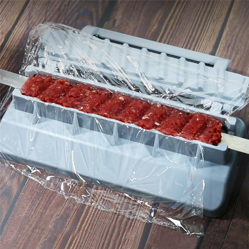 Large Kebab Maker Press, Plastic Kabab, Manual Kabob Mould, Kabob Maker Barbecue Skewers Easy Install Black + Gray