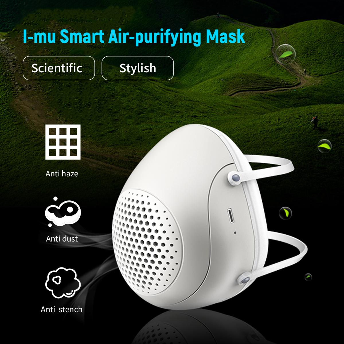 i-mu Half Face Smart Electric Masks with Adjustable Silicone Hook&Loop Strap Automatic Dust Respirator Air-purifying with 4PCS Replacement Filters Anti Pollution Anti Pollen Allergy PM2.5 Running Cycling Cleaning Woodworking Mowing Outdoor Activities