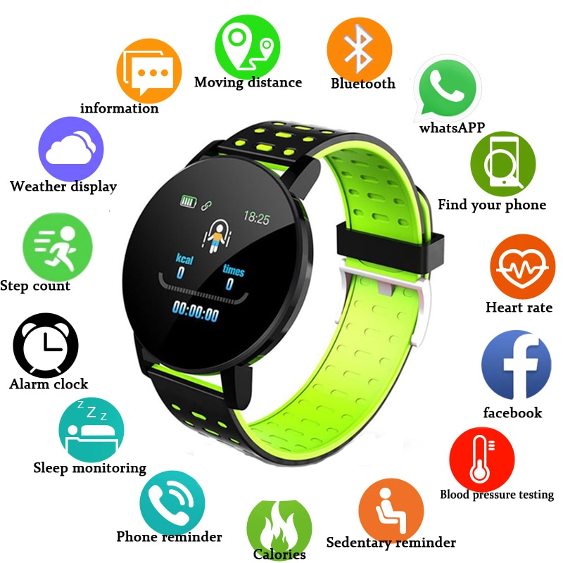 New 119Plus Smart Watch Men Blood Pressure Smartwatch Women Watch Sport Tracker WhatsApp For Android Ios PK B57 116 D13 M4. 