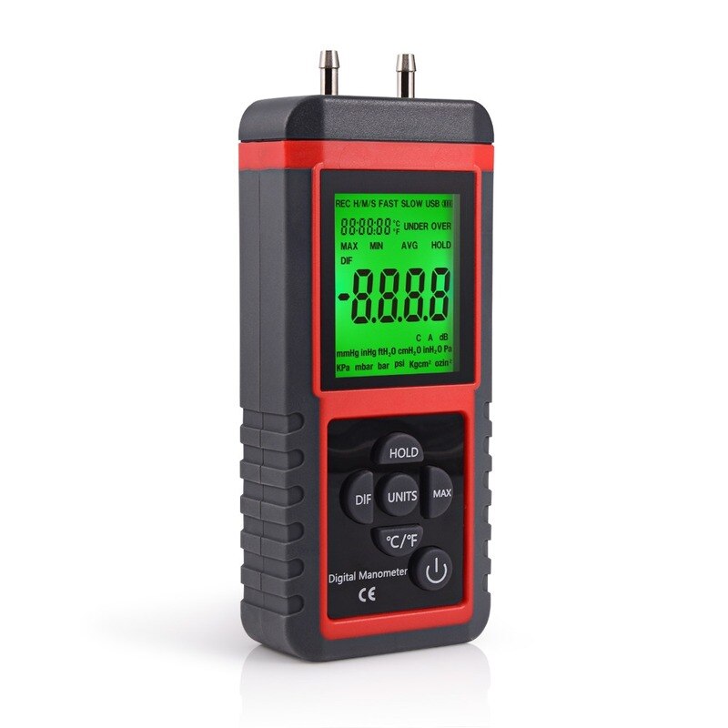 Professional Manometer Handle Differential Air Pressure Gauge Gas Pressure Measurement Digital Pressure Sensor Instrument 12Unit. 