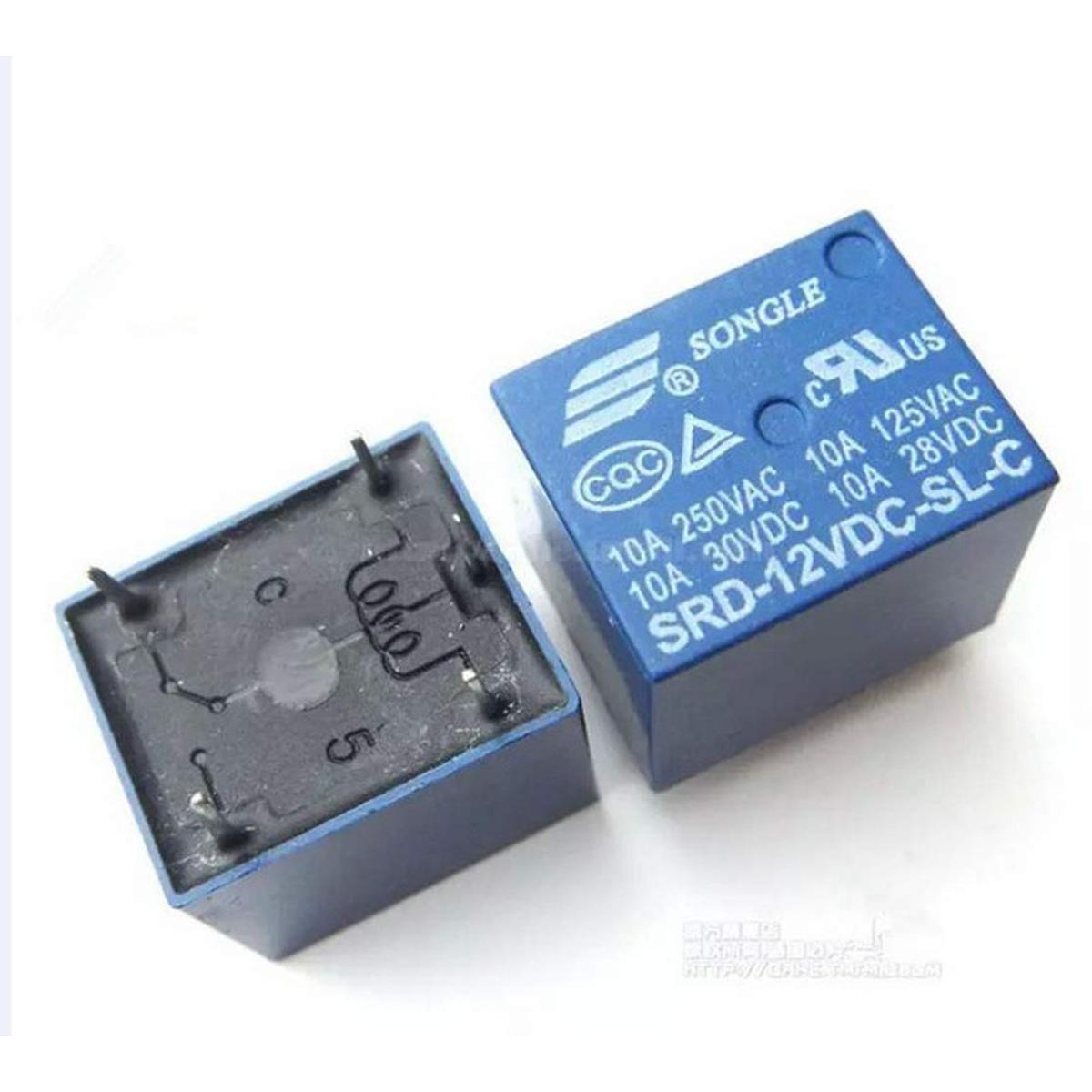 SONGLE Mini 12V DC Power Relay SRD-12VDC-SL-C PCB Type