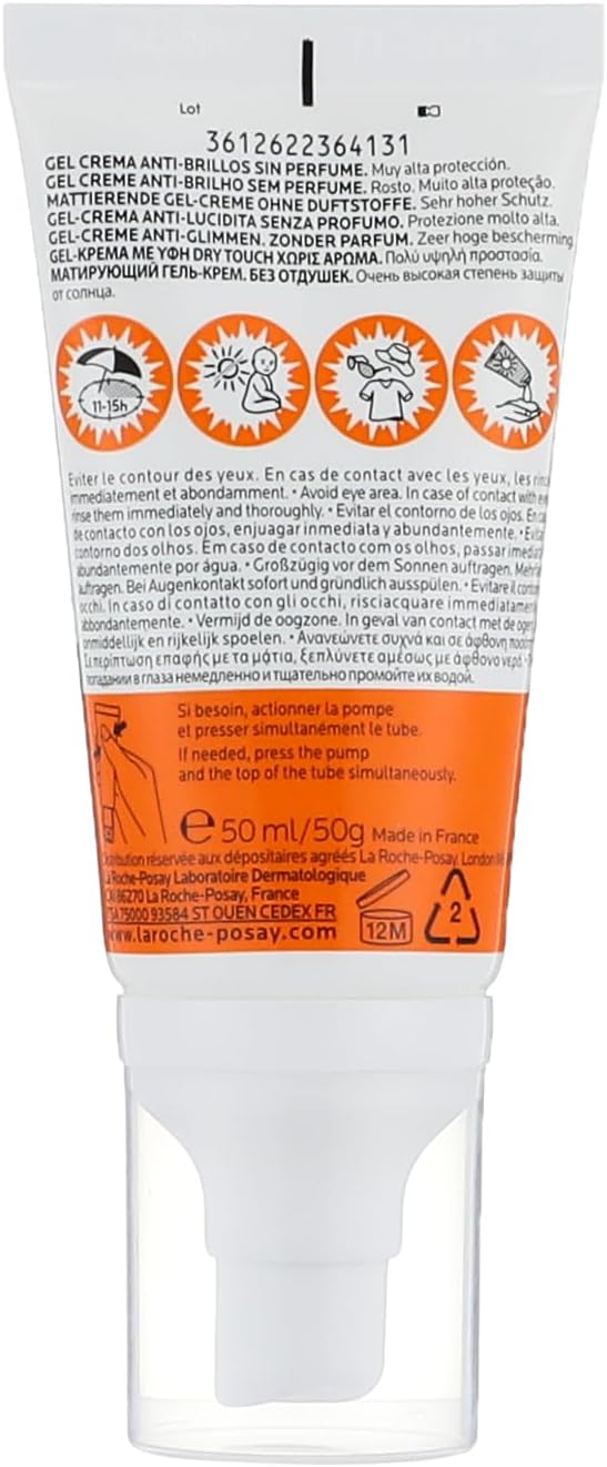 La Roche Posay Anthelios XL Non Perfumed Dry Touch Gel Cream SPF-50 50 ml, Multicolour. 