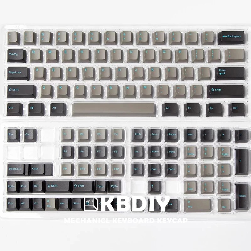 KBDiy 123 Keys/Set OEM Profile PBT Keycaps Blue Black Retro Custom Key Caps for Mechanical Gaming Keyboard 61 gk61 TM680 Keycap. 