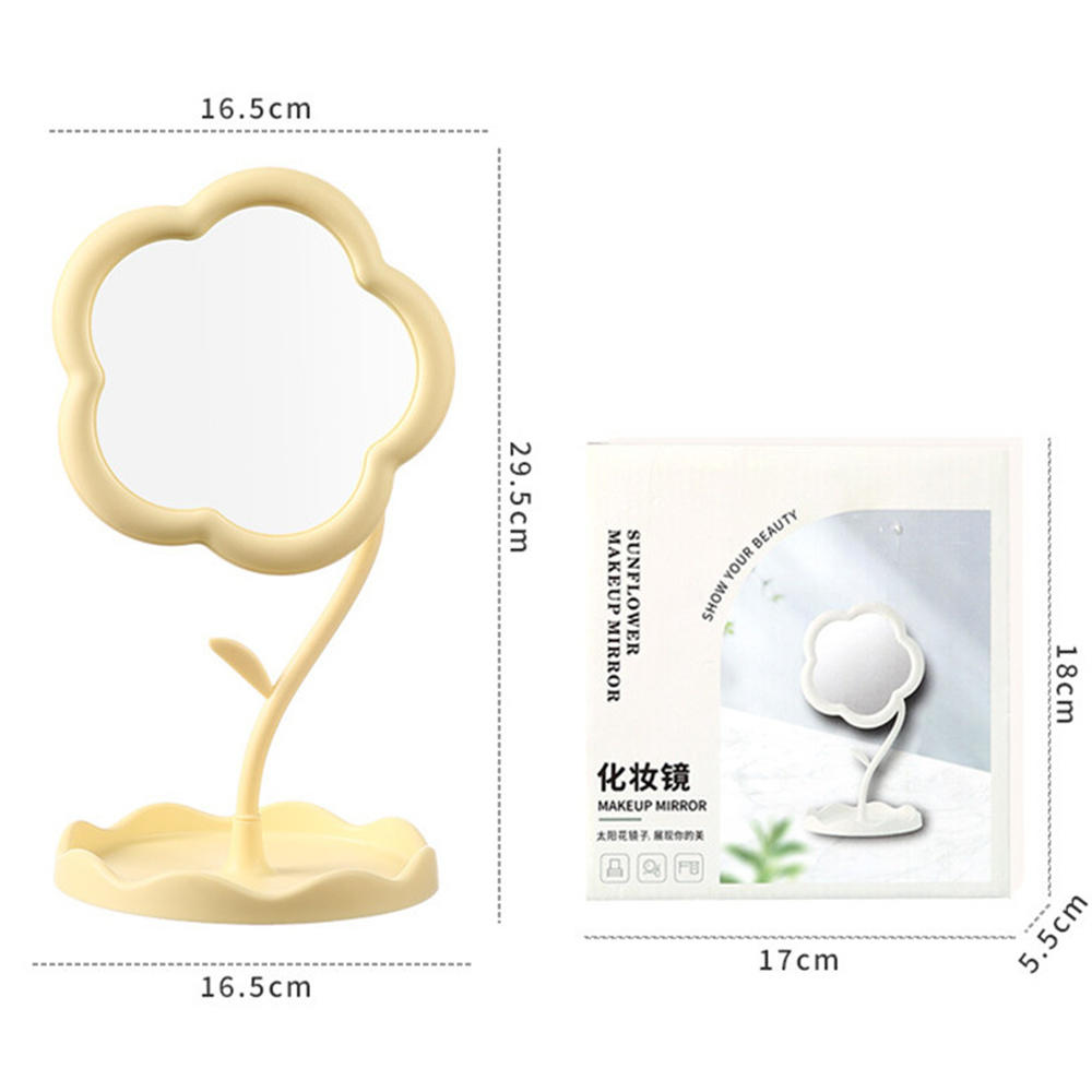 Desktop Makeup Mirror Reflective High-Definition Cute Dressing Mirror Sunflower Shaped Detachable Sunflower Mirror for Home Decor  Image Versatile Space Saving Gift-Ready Vanity Accessory Bedroom. 