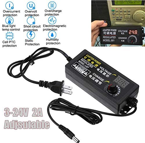3V-24V Adjustable AC/DC Switching Power Adapter. 