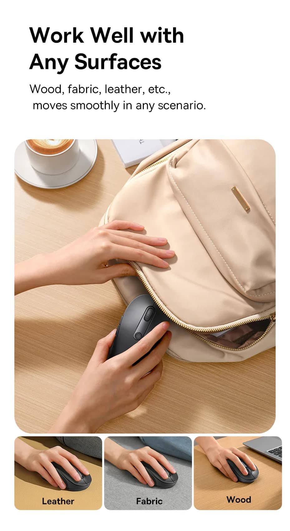 Baseus F02 Ergonomic Wireless Mouse (without Battery) Wireless Mouse Gen 2  Bluetooth 2.4G 4000 DPI Gaming Mouse. 