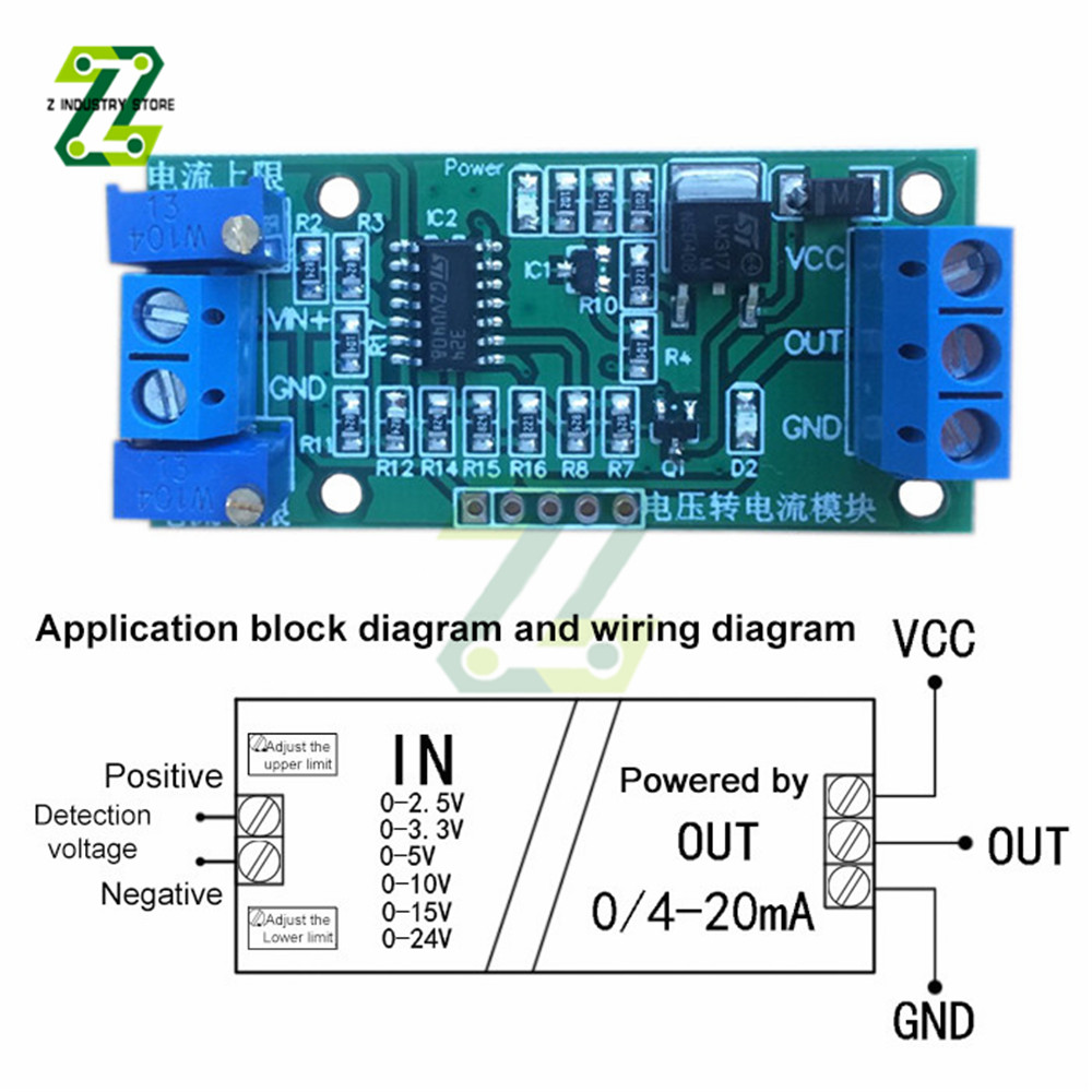 Voltage To Current Module 0-2.5V 0-3.3V 0-5V 0-10V 0-15V 0-24V to 0 -20mA/4 -20mA Current Transmitter Signal Converter Module Superman. 
