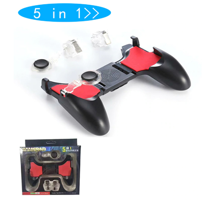 5 In 1 PUBG Moible Controller Gamepad Free Fire L1 R1 Triggers PUGB Mobile Game Pad Grip L1R1 Joystick For IPhone Android Phone. 
