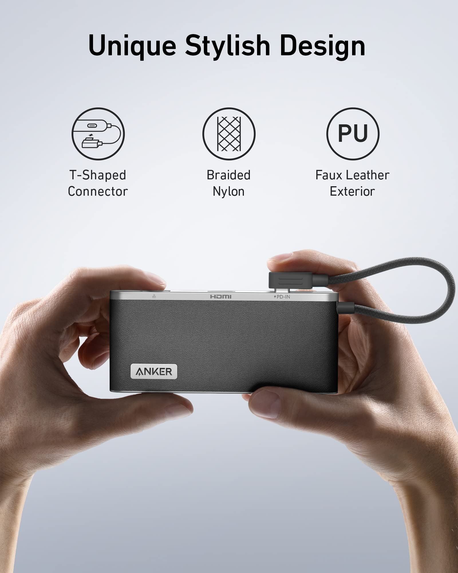 Anker USB C Hub 655 USB-C Hub (8-in-1) with 2 USB-A 10 Gbps Data Ports 100W Power Delivery 4K HDMI 1 Gbps Ethernet, microSD. 