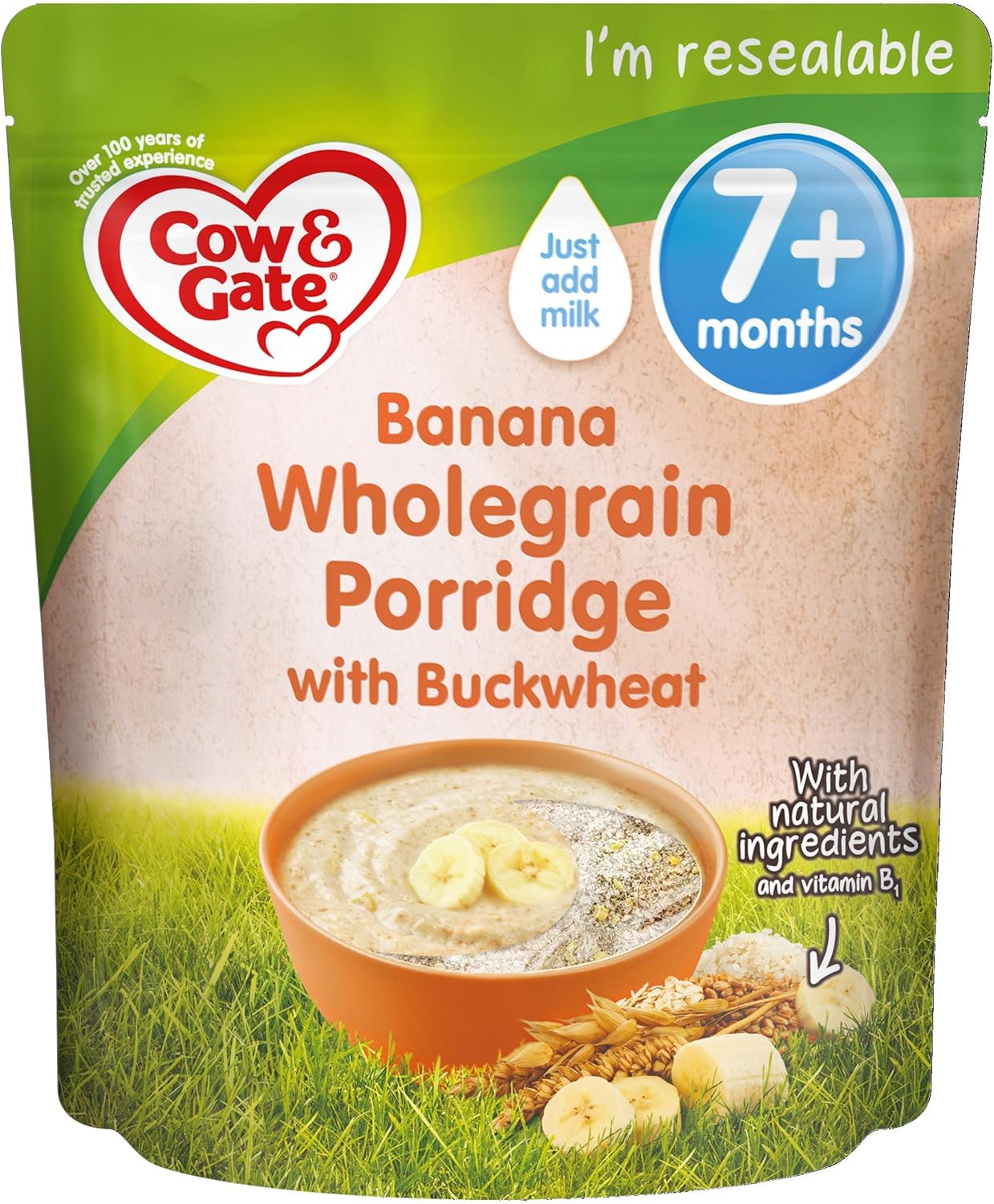 Cow Gate Porridge Baby Cereal, Banana Wholegrain, 200g UK