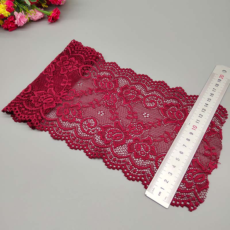 New 1Yard Flower Pattern 15CM Wide Elastic Lace Fabric Ribbon Lace Trim Ribbon Diy Craft Fabric Width African Fabrics Stretch. 
