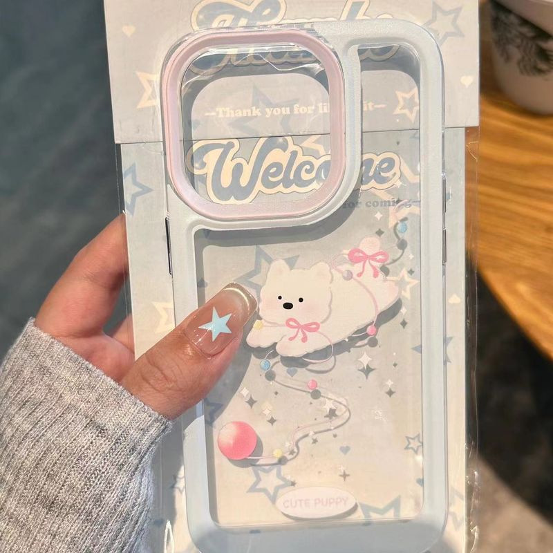 Flying Playing Fur Ball Puppy Suitable for Apple 15plus Anti-Fall 12promax Phone case 14 Transparent 13 Soft xr/7. 