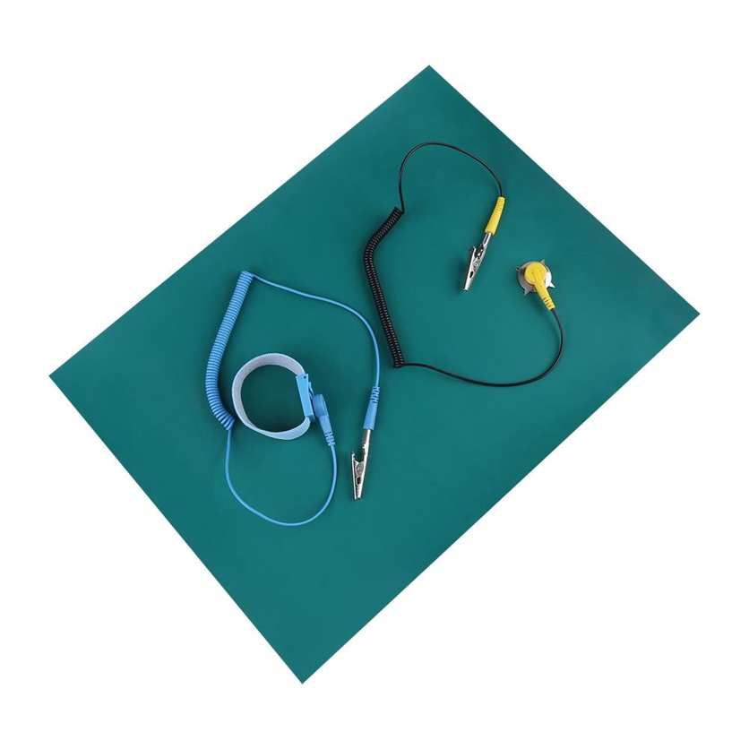 Anti Static Mat Electrostatic Discharge Anti-Static Wrist Strap Ground Wire Mat Set for CellPhone Repair. 