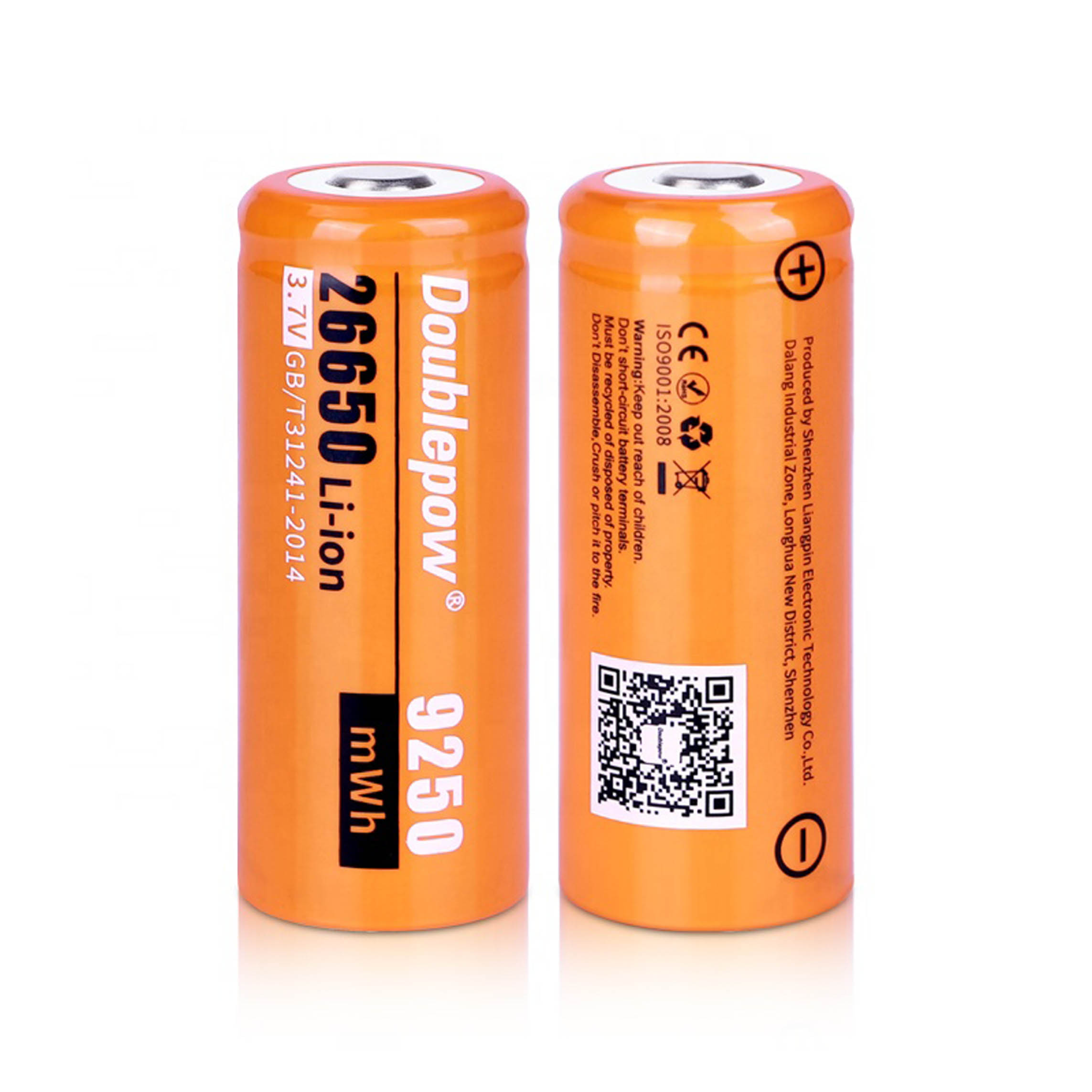 Doublepow Rechargeable lithium ion 3.7V 9250mWh cylindrical 26650 li ion rechargeable battery for flashlights  For Flashlight batteries  and power banks. 