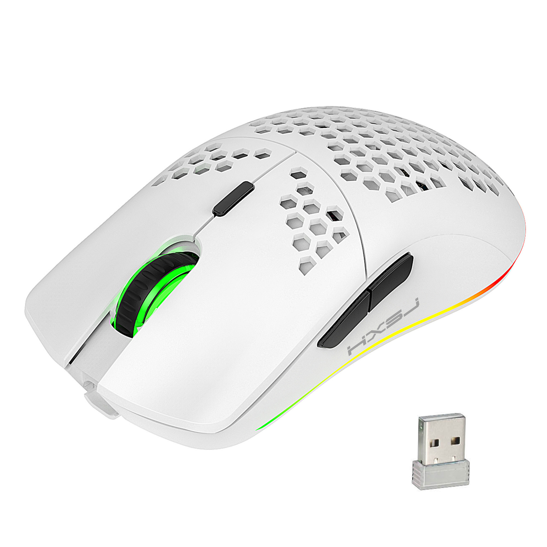 HXSJ T66 RGB 2.4G Gaming Mouse RGB Lighting Charging Mouse with Adjustable DPI Ergonomic Design. 