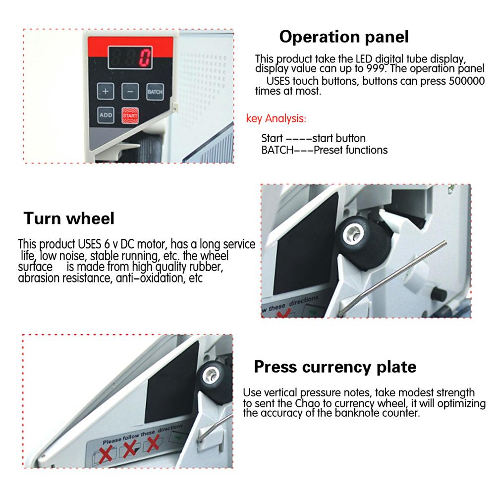 Portable Money Counter for Currency Note Bill Cash Banknote Ticket Counter Mini Counting Machines Fi. 