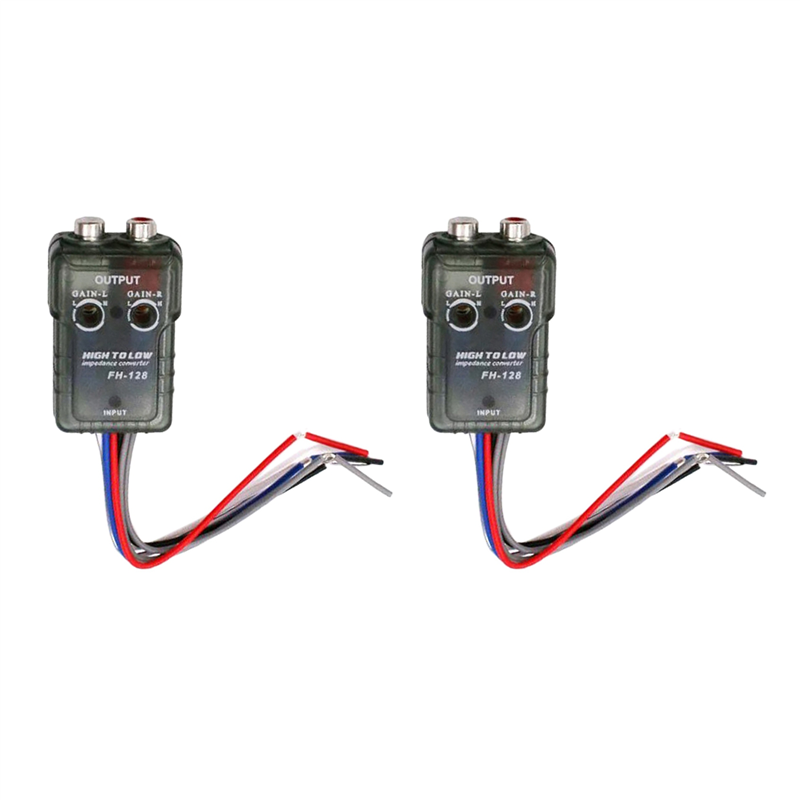 2X High Level Speaker Signal to Low Level RCA Adapter Car Audio High to Low Subwoofer Audio Converter
