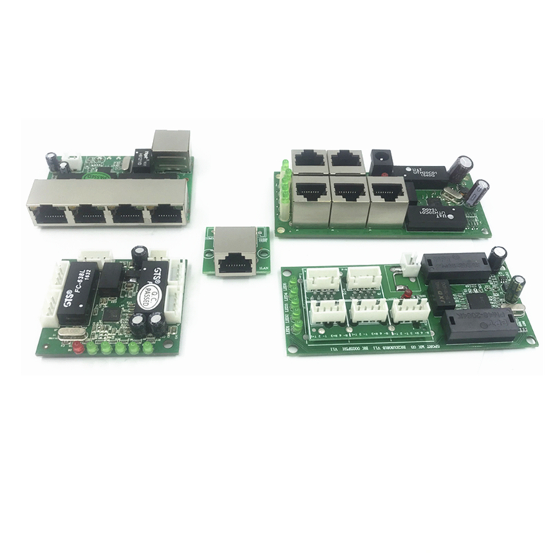 5 pin ethernet switch circuit board for module 10/100mbps PCBA board OEM Motherboard ethernet switch 5 RJ45 10/100mbps. 