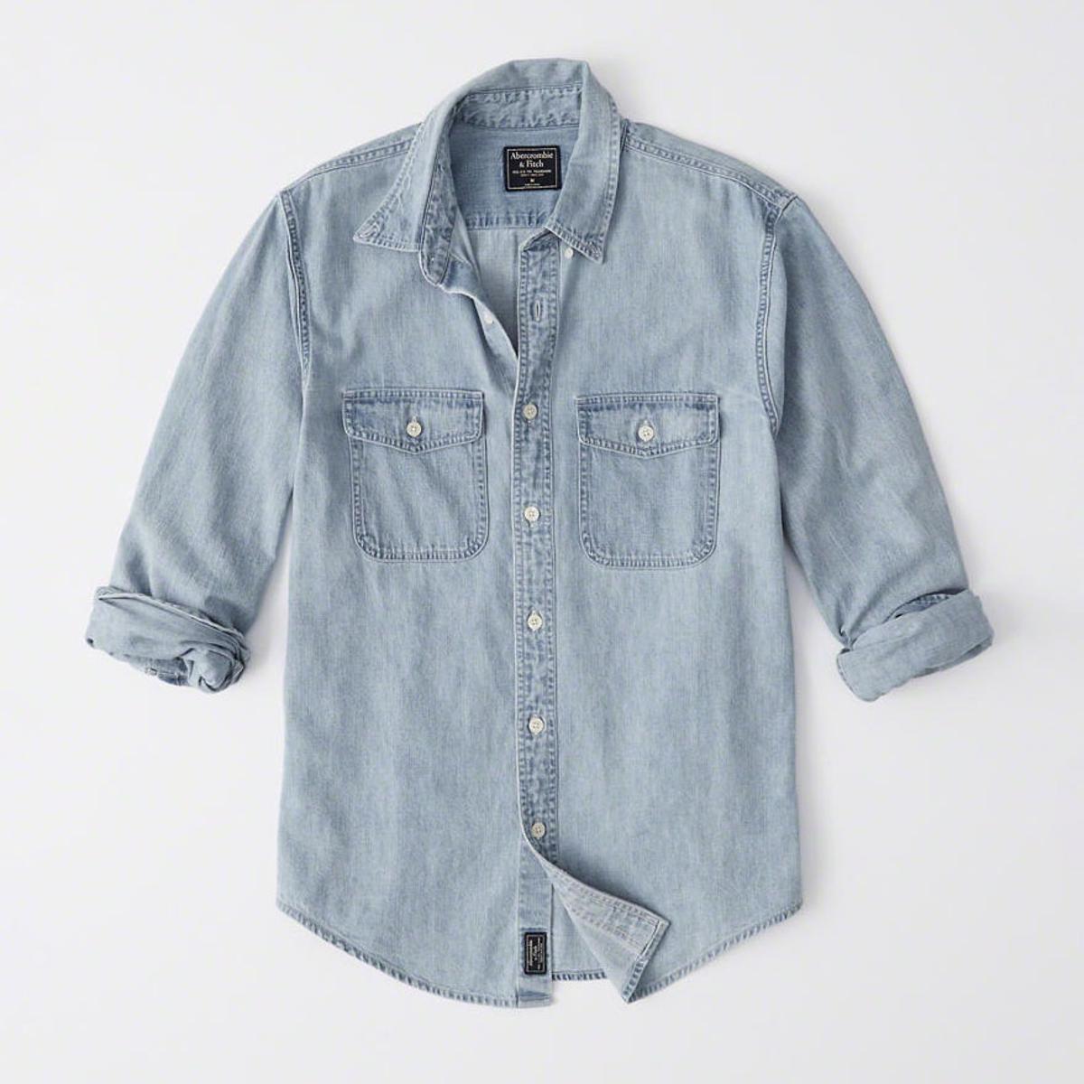 Denim Button Down Abercrombie Mens Denim Shirt Denim Casual Full