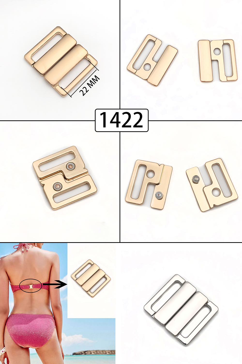 5Sets Back Closure Nickel-free Bra Metal Hook Clasp Fasteners Swimwear Clickers Bikini Clip Sew Supplies Making Replacement Part