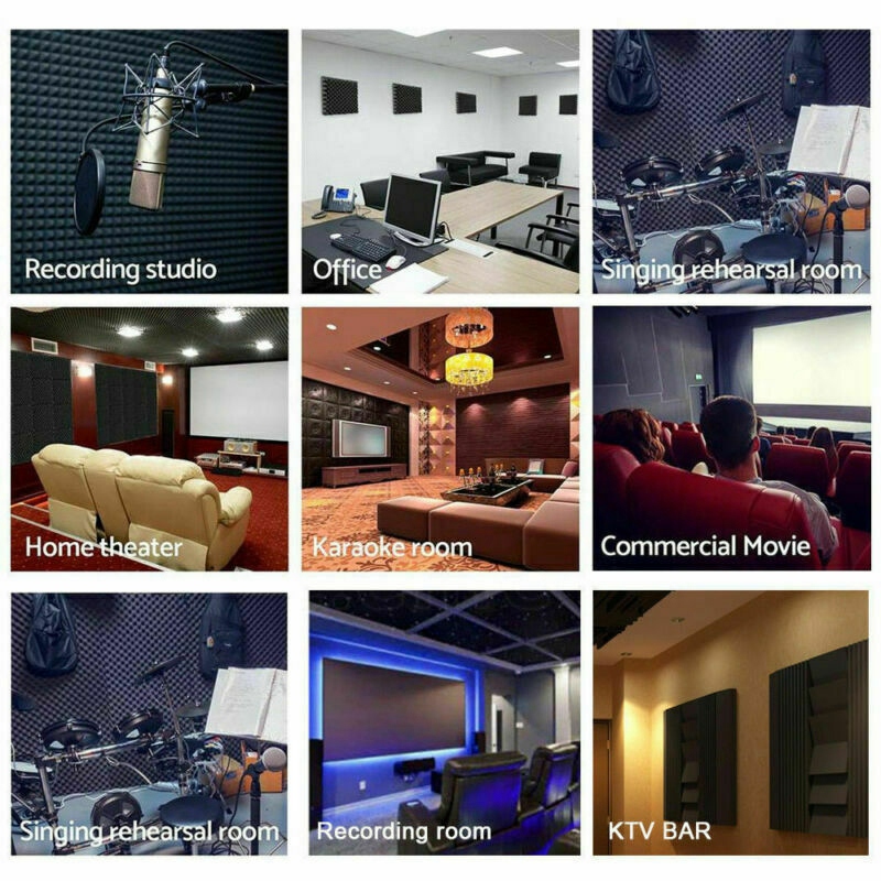 12 Pack Pyramid Shape Soundproof Foam Sound Proof Padding Treatment Panel for Echo Bass Insulation. 
